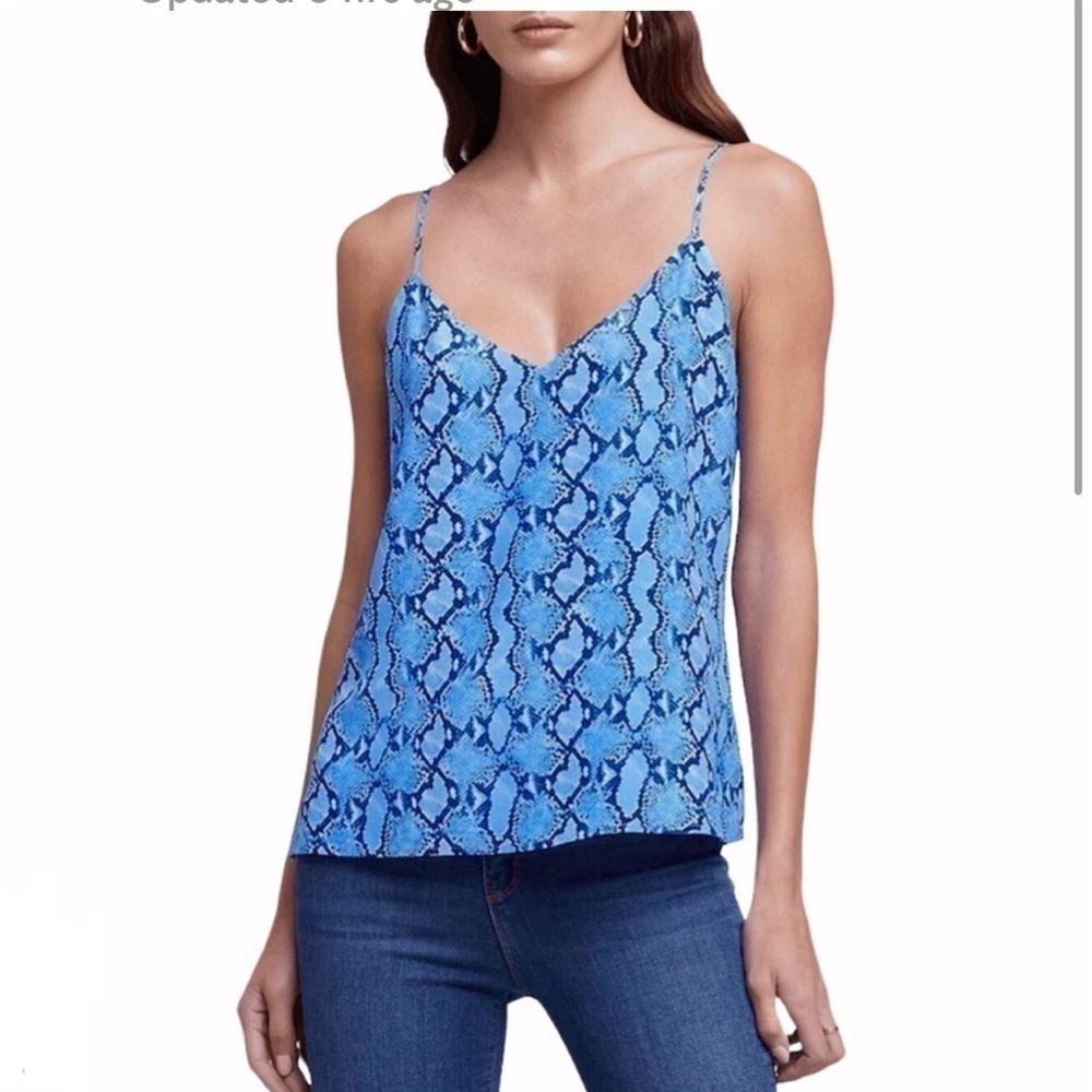 L'agence Green Python Spaghetti Strap Silk Tank T… - image 5